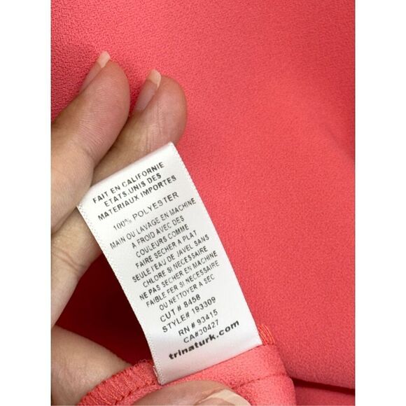 Trina Turk Sheath Dress Size 8 Coral Sleeveless Mini Back Zip Layered - Picture 12 of 12